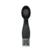 Black silicone rechargeable vibrator with textured bristles and decorative silver base detailing, Royal Gems Duchess design.