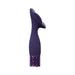 Purple silicone rechargeable vibrator with textured bristles and decorative base detail, designed for external stimulation.