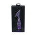 Purple Royal Gems Duchess silicone rechargeable vibrator in black packaging with clear window display.