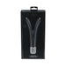 Black V-shaped dual-arm silicone vibrator in sleek black packaging with silver decorative base, labeled for 10-speed rechargeable use.