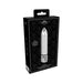 Packaging box of Royal Gems Glamour rechargeable bullet vibrator with sleek silver design and decorative base.