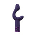 Purple silicone rechargeable vibrator with curved dual stimulation arms and decorative textured base.