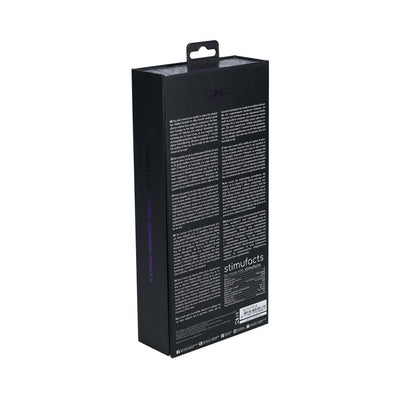 Black retail packaging box of Royal Gems Monarch silicone rechargeable vibrator with multilingual product information and barcode.