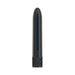 Sleek black rechargeable bullet vibrator with decorative textured base and smooth tapered tip.