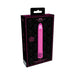 Packaging box of Shots Royal Gems Shiny rechargeable 10-speed bullet vibrator in pink and black design.