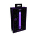Packaging box of Shots Royal Gems Shiny rechargeable 10-speed bullet vibrator in purple and black design.
