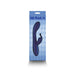 Royals Empress Rabbit Vibrator in metallic blue with ergonomic design shown in blue packaging with diamond pattern.