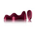 Ruby Glow Rosa Saddle Vibrator in deep red with ergonomic curves and matching remote control on white background.