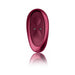 Ruby Glow Rosa Saddle Vibrator in deep pink with smooth ergonomic design and reflective surface on white background.