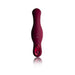 Ruby Glow Rosa Saddle Vibrator in deep red with ergonomic shape and dual control buttons on handle.