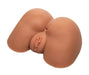 Life-size brown stroker toy with realistic textured design and dual pleasure chambers for enhanced experience.