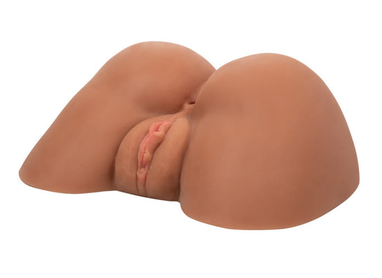 Life-size brown stroker toy with realistic textured design and soft material for enhanced pleasure.