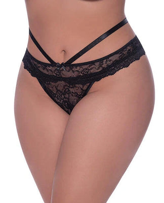 Magic Silk Ooh La Lace Peek-a-boo Cheeky Panty Black
