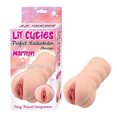 Lil' Cuties Perfect Masturbator Marilyn Light with realistic texture and compact design shown with packaging.