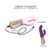 Sassy Bunny dual-stimulation vibrator in baby pink and purple rain with magnetic USB charging cable.