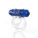Clear double vibrating cock ring with textured blue bullet motor and two adjustable rings for secure fit.