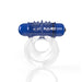 Blue vibrating bullet attached to clear double ring with textured surface for enhanced stimulation.