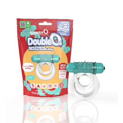 Screaming O DoubleO 6 vibrating double ring in kiwi color with eco-friendly packaging and dual clear rings.