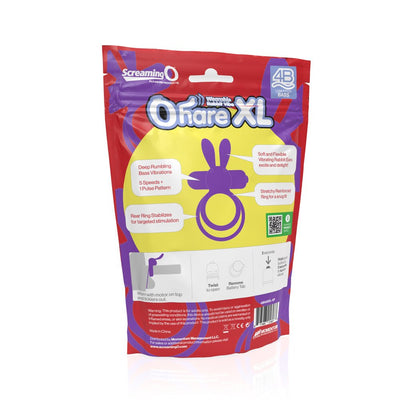 Packaging of Screaming O 4B Ohare XL wearable rabbit vibe with product features and usage instructions.