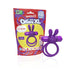 Purple 4B Ohare XL vibrating double ring with rabbit ears next to its colorful eco-friendly packaging.