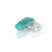 Clear and teal vibrating cock ring with textured bullet and stretchy ring for enhanced pleasure.