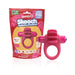 Pink 4B Skooch vibrating ring with flexible fins displayed next to its eco-friendly packaging.