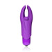 Compact purple silicone mini vibrator with flexible horns and central pleasure bead, designed for targeted stimulation.