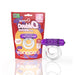 Screaming O DoubleO 6 vibrating double ring in clear with purple motor, shown with eco-friendly red and orange packaging.