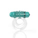 Clear double ring with attached teal vibrating bullet featuring textured nodules for added stimulation.