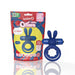 Blue Screaming O Ohare vibrating rabbit double cockring with eco-friendly packaging displayed on white background.