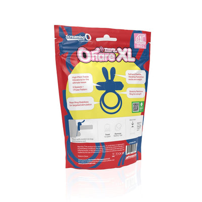 Screaming O 4T Ohare XL wearable rabbit vibe packaging highlighting features and usage instructions.