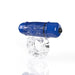 Clear stretchy vibrating cock ring with a textured blue bullet vibrator attachment for enhanced pleasure.