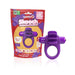 Purple Screaming O 4T Skooch vibrating ring with flexible fins next to its eco-friendly packaging.
