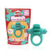 Teal Screaming O 4T Skooch vibrating ring with flexible fins shown next to eco-friendly compostable packaging.