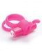 Pink wearable rabbit vibrator ring with dual motors and flexible silicone ears for targeted stimulation.