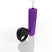 Purple bullet vibrator with black remote control ring on white background