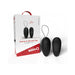 Black Screaming O Premium Remote Control Vibrating Egg with matching remote and packaging box on white background.