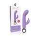 Purple Screaming O Primo Rabbit vibrator with flexible ears and ergonomic handle, shown next to its packaging box.