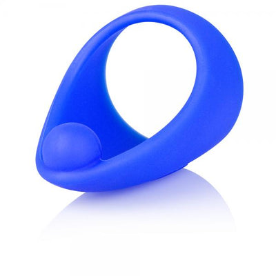 Blue silicone SlingO with a solid ball designed for comfortable perineum pressure and erection enhancement.