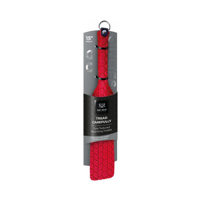 Red Sei Mio Tyre Paddle Large with textured tire pattern, packaged with black and gray label detailing product features.