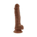 Dark brown 6-inch realistic dildo with detailed veins, crowned head, balls, and suction cup base on white background.