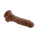 Realistic 6-inch dark silicone dildo with detailed veins, crowned head, balls, and suction cup base for hands-free use.
