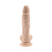 Realistic 6-inch flesh-toned dildo with detailed veins and suction cup base for hands-free use.