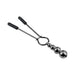 Selopa beaded nipple clamps in black chrome stainless steel with black rubber tips on handles.