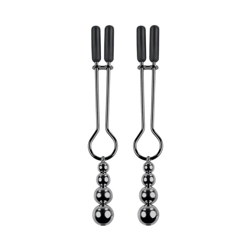 Selopa Beaded Nipple Clamps Stainless Steel Black Chrome - SexToy.com