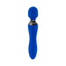Blue Selopa Blue Belle dual-ended vibrator with textured wand head and smooth handle on white background.
