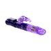 Purple translucent rabbit vibrator with rotating beads and a control panel on the handle, designed for multi-function stimulation.