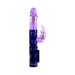Purple translucent rabbit vibrator with textured shaft and rotating beads, featuring a curved clitoral stimulator and black base controls.