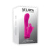 Selopa Butterfly Love pink silicone vibrator with butterfly stimulator shown on white and gray packaging box.