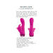 Pink silicone vibrator with curved shaft and butterfly stimulator, shown from two angles with product details.